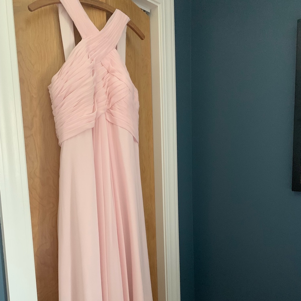 Azazie bridesmaid dress in blushing pink